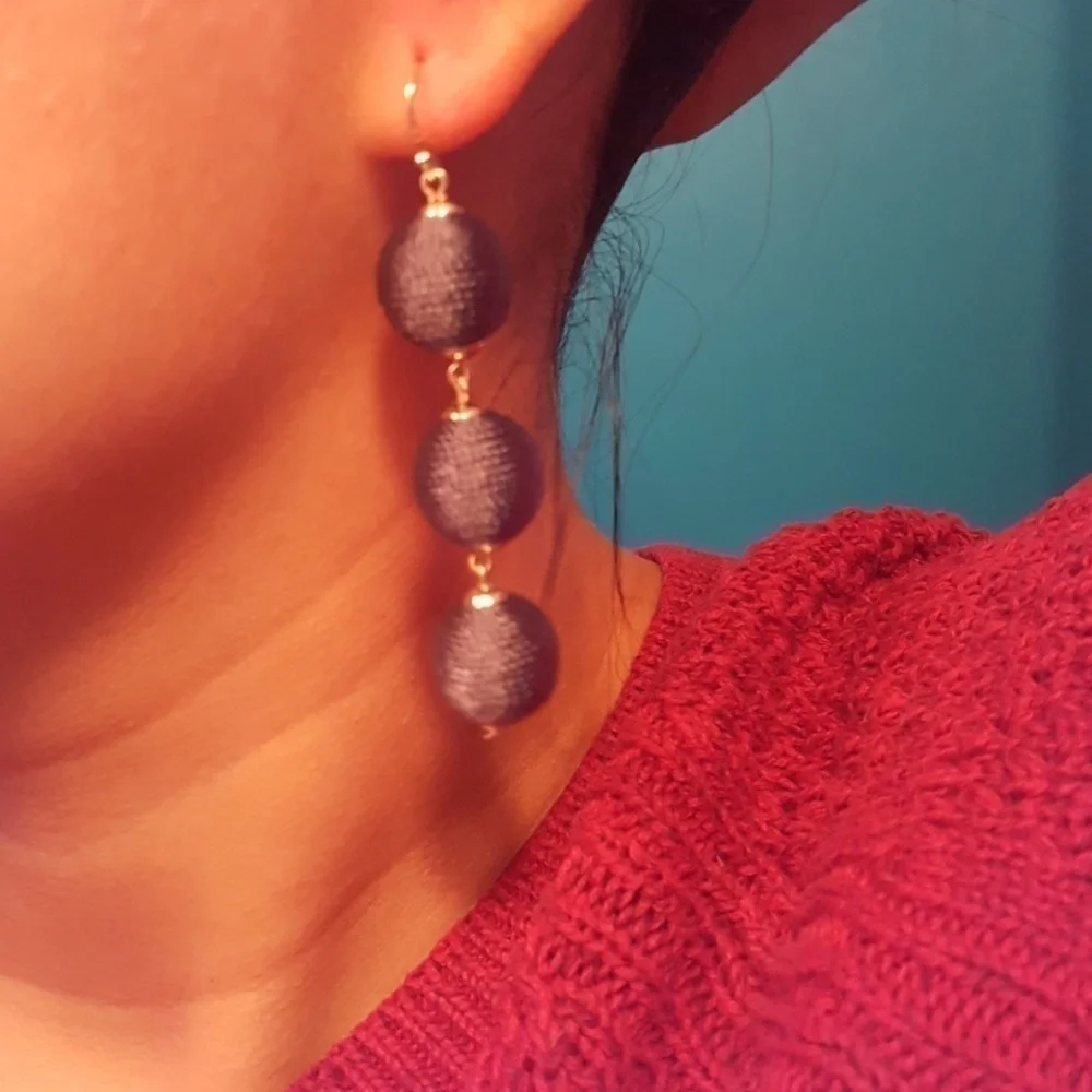 Macy’s statement Grey bon bon earrings NEW